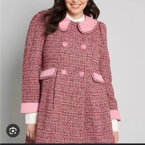 Pink ModCloth “dream a little dream of tweed” coat